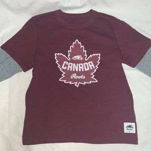 ROOTS KIDS Burgundy w/ Grey Sleeves Long-Sleeve.